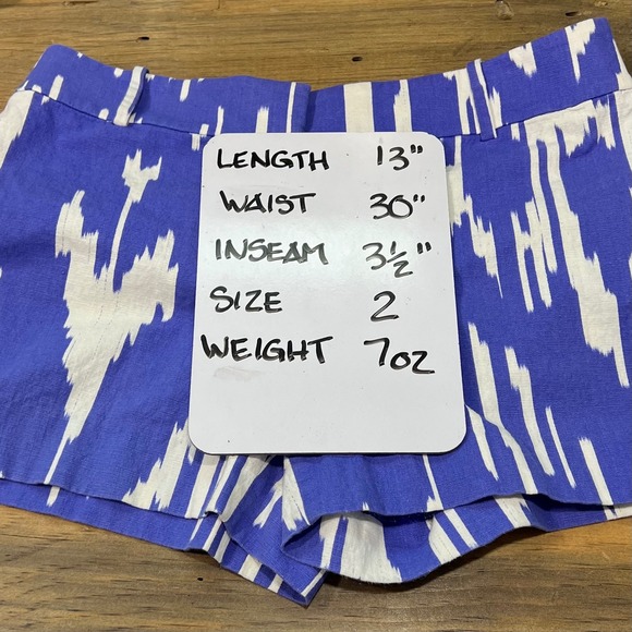 J. Crew Women's Blue White Ikat Pattern Linen Blend Shorts‎ Size 2 - Picture 5 of 5